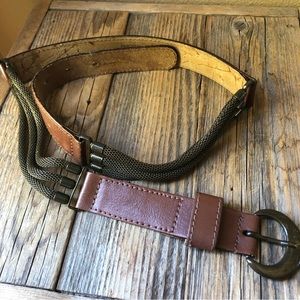 Leather belt made in Italy with 3 metal rope portions